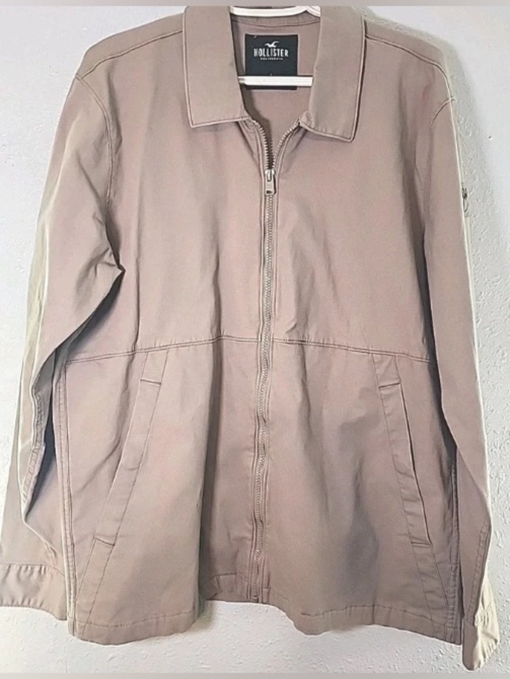Hollister Women's Light Tan Zip-Up Utility Jacket